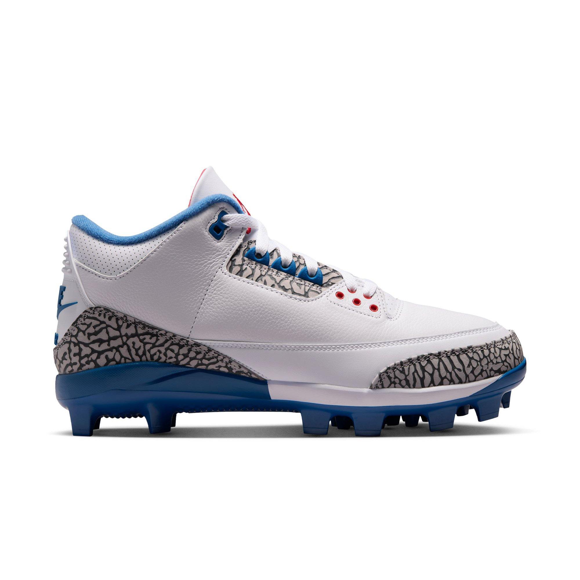 Jordan 3 Retro MCS "True Blue" Men's Baseball Cleat - WHITE/FIRE RED/TRUE BLUE/CEMENT GREY